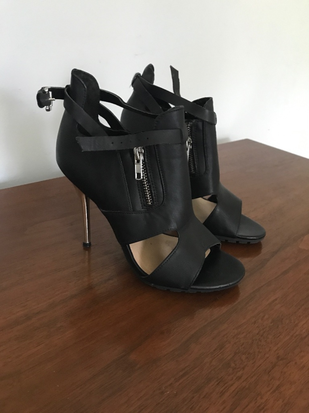 2007 Forever21 black and silver moto heels